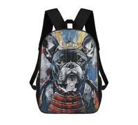sinyumoney 17inch School Student Backpack Samurai Bulldog Art Print Children's Backpacks Children's School Backpack 3D Printed Travel Rucksacks Boy School Bag