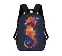 sinyumoney 17inch School Student Backpack Seahorse Silhouette Galaxy Children's Backpacks Children's School Backpack 3D Printed Travel Rucksacks Boy School Bag