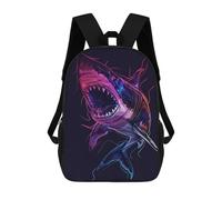 sinyumoney 17inch School Student Backpack Shark Neon Animal Children's Backpacks Children's School Backpack 3D Printed Travel Rucksacks Boy School Bag