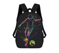 sinyumoney 17inch School Student Backpack Soccer Player in Splatter Art Children's Backpacks Children's School Backpack 3D Printed Travel Rucksacks Boy School Bag
