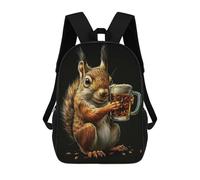 sinyumoney 17inch School Student Backpack Squirrel Beer Children's Backpacks Children's School Backpack 3D Printed Travel Rucksacks Boy School Bag