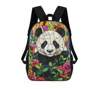 sinyumoney 17inch School Student Backpack Stained Glass Panda Children's Backpacks Children's School Backpack 3D Printed Travel Rucksacks Boy School Bag