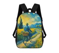 sinyumoney 17inch School Student Backpack Starry Night Cyclist Children's Backpacks Children's School Backpack 3D Printed Travel Rucksacks Boy School Bag
