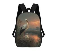 sinyumoney 17inch School Student Backpack Storks Nesting by The Lake Children's Backpacks Children's School Backpack 3D Printed Travel Rucksacks Boy School Bag