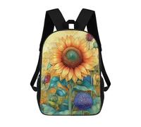 sinyumoney 17inch School Student Backpack Sunflower Garden Art Print-2 Children's Backpacks Children's School Backpack 3D Printed Travel Rucksacks Boy School Bag