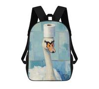 sinyumoney 17inch School Student Backpack Swan with Toilet Paper Hat Children's Backpacks Children's School Backpack 3D Printed Travel Rucksacks Boy School Bag