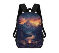 sinyumoney 17inch School Student Backpack The Mountain Campfire Children's Backpacks Children's School Backpack 3D Printed Travel Rucksacks Boy School Bag