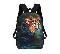 sinyumoney 17inch School Student Backpack Tiger in Amazon Jungle Children's Backpacks Children's School Backpack 3D Printed Travel Rucksacks Boy School Bag