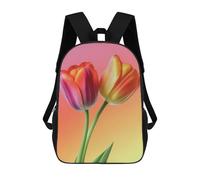 sinyumoney 17inch School Student Backpack Two Colorful Tulips Fine Art Nature Children's Backpacks Children's School Backpack 3D Printed Travel Rucksacks Boy School Bag