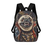 sinyumoney 17inch School Student Backpack Vampire Pug Art Print-2 Children's Backpacks Children's School Backpack 3D Printed Travel Rucksacks Boy School Bag