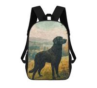 sinyumoney 17inch School Student Backpack Vintage Curly Coated Dog Children's Backpacks Children's School Backpack 3D Printed Travel Rucksacks Boy School Bag