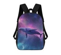 sinyumoney 17inch School Student Backpack Whale in Space Wallpaper-3 Children's Backpacks Children's School Backpack 3D Printed Travel Rucksacks Boy School Bag