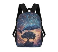 sinyumoney 17inch School Student Backpack Whale Tree Galaxy Art Print-3 Children's Backpacks Children's School Backpack 3D Printed Travel Rucksacks Boy School Bag
