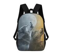 sinyumoney 17inch School Student Backpack Wolves Howling at Moon Children's Backpacks Children's School Backpack 3D Printed Travel Rucksacks Boy School Bag