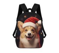 sinyumoney 17inch School Student Backpack Xmas Corgi Wall Art Children's Backpacks Children's School Backpack 3D Printed Travel Rucksacks Boy School Bag