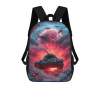 sinyumoney 17inch Sci-Fi Tank Battle Scene Kids School Backpack 3D Printed Fashion School Bag Casual School Bag for Boys Elementary And Middle School Students