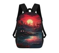 sinyumoney 17inch Serene Sunset Cabin Reflections Kids School Backpack 3D Printed Fashion School Bag Casual School Bag for Boys Elementary And Middle School Students