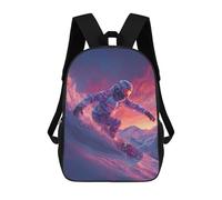 sinyumoney 17inch Snowboarder in Cosmic Sunset Kids School Backpack 3D Printed Fashion School Bag Casual School Bag for Boys Elementary And Middle School Students