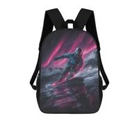 sinyumoney 17inch Snowboarding in Aurora Borealis Kids School Backpack 3D Printed Fashion School Bag Casual School Bag for Boys Elementary And Middle School Students