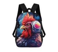 sinyumoney 17inch Space Chicken Helmet Art Print-1 Kids School Backpack 3D Printed Fashion School Bag Casual School Bag for Boys Elementary And Middle School Students