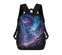 sinyumoney 17inch Space Mountain Biking Adventure Kids School Backpack 3D Printed Fashion School Bag Casual School Bag for Boys Elementary And Middle School Students