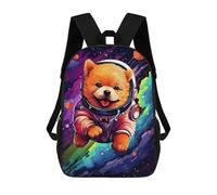 sinyumoney 17inch Space Pomeranian Adventure Kids School Backpack 3D Printed Fashion School Bag Casual School Bag for Boys Elementary And Middle School Students