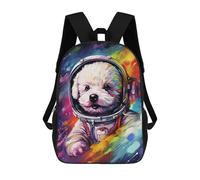 sinyumoney 17inch Space Pup Adventure -6 Kids School Backpack 3D Printed Fashion School Bag Casual School Bag for Boys Elementary And Middle School Students