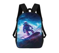 sinyumoney 17inch Space Surfer Kids School Backpack 3D Printed Fashion School Bag Casual School Bag for Boys Elementary And Middle School Students