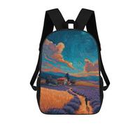 sinyumoney 17inch Starry Night Lavender Pathway Kids School Backpack 3D Printed Fashion School Bag Casual School Bag for Boys Elementary And Middle School Students