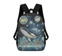 sinyumoney 17inch Whale Dreams in Bubble City-1 Kids School Backpack 3D Printed Fashion School Bag Casual School Bag for Boys Elementary And Middle School Students