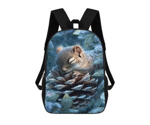 sinyumoney 17inch Winter Squirrel Resting Kids School Backpack 3D Printed Fashion School Bag Casual School Bag for Boys Elementary And Middle School Students