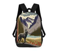sinyumoney 17inch Wolf Art Series Style 9 Kids School Backpack 3D Printed Fashion School Bag Casual School Bag for Boys Elementary And Middle School Students