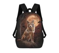 sinyumoney 17inch Wolf Moon Night Scene-1 Kids School Backpack 3D Printed Fashion School Bag Casual School Bag for Boys Elementary And Middle School Students