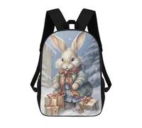sinyumoney 17inch Xmas Rabbit for Kids Kids School Backpack 3D Printed Fashion School Bag Casual School Bag for Boys Elementary And Middle School Students