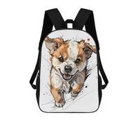 sinyumoney 17inchBackpack Angry Puppy Watercolor Art School Backpack 3D Printed School Bags Boys Girls Laptop Backpack for Kids/Students/Adults