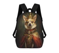 sinyumoney 17inchBackpack Anthropomorphic King Dog School Backpack 3D Printed School Bags Boys Girls Laptop Backpack for Kids/Students/Adults