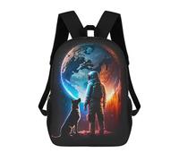 sinyumoney 17inchBackpack Astronaut And Dog Journey School Backpack 3D Printed School Bags Boys Girls Laptop Backpack for Kids/Students/Adults
