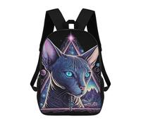 sinyumoney 17inchBackpack Black Light Cat 30 School Backpack 3D Printed School Bags Boys Girls Laptop Backpack for Kids/Students/Adults