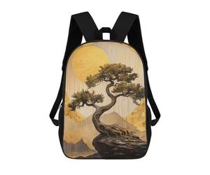 sinyumoney 17inchBackpack Bonsai Tree Golden Moon School Backpack 3D Printed School Bags Boys Girls Laptop Backpack for Kids/Students/Adults
