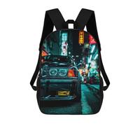 sinyumoney 17inchBackpack Car in Neon Cityscape School Backpack 3D Printed School Bags Boys Girls Laptop Backpack for Kids/Students/Adults