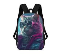 sinyumoney 17inchBackpack Cat Glasses Jacket Future School Backpack 3D Printed School Bags Boys Girls Laptop Backpack for Kids/Students/Adults