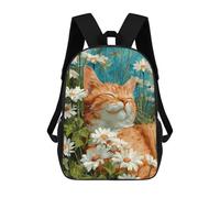 sinyumoney 17inchBackpack Cat in Daisy Field -8 School Backpack 3D Printed School Bags Boys Girls Laptop Backpack for Kids/Students/Adults