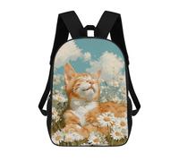 sinyumoney 17inchBackpack Cat in Daisy Field Painting -2 School Backpack 3D Printed School Bags Boys Girls Laptop Backpack for Kids/Students/Adults