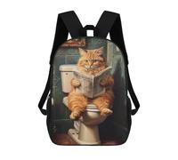 sinyumoney 17inchBackpack Cat Reading Newspaper on Toilet School Backpack 3D Printed School Bags Boys Girls Laptop Backpack for Kids/Students/Adults