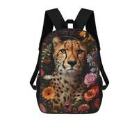 sinyumoney 17inchBackpack Cheetah Floral Flowers Art School Backpack 3D Printed School Bags Boys Girls Laptop Backpack for Kids/Students/Adults