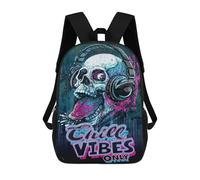 sinyumoney 17inchBackpack Chill Skull Raspberry Vibe School Backpack 3D Printed School Bags Boys Girls Laptop Backpack for Kids/Students/Adults
