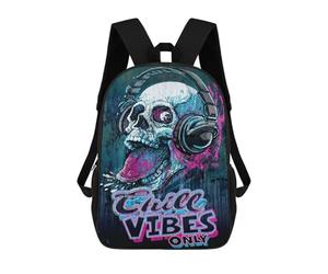 sinyumoney 17inchBackpack Chill Skull Raspberry Vibe School Backpack 3D Printed School Bags Boys Girls Laptop Backpack for Kids/Students/Adults