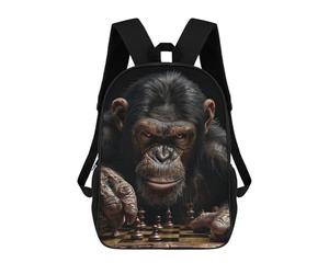 sinyumoney 17inchBackpack Chimpanzee Chess School Backpack 3D Printed School Bags Boys Girls Laptop Backpack for Kids/Students/Adults