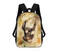 sinyumoney 17inchBackpack Chimpanzee Watercolor Painting School Backpack 3D Printed School Bags Boys Girls Laptop Backpack for Kids/Students/Adults