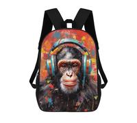 sinyumoney 17inchBackpack Chimpanzee with Headphones School Backpack 3D Printed School Bags Boys Girls Laptop Backpack for Kids/Students/Adults